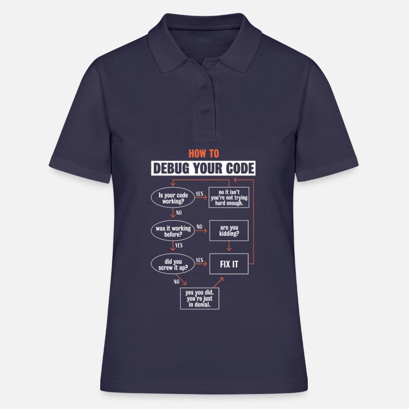 "How to debug your code" Funny Programmer Coding - Women's Polo Shirt - navy