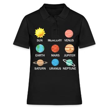 Planètes du système solaire science de l'espace - Polo Femme - noir - Devant - Ailine (174cm)