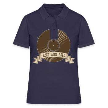 Rock n roll Rock Rock and Roll Vinyle - Polo Femme - bleu marine - Devant - Ailine (174cm)