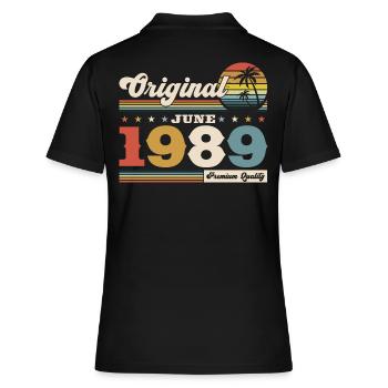 Original June 1989 Born 1989 35th Birthday 89 - Women's Polo Shirt - black - Back - Ailine (174cm)