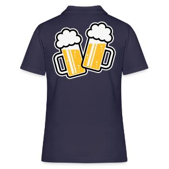 2 Bierkrüge Stoßen An, Prosit! (Bier Maßkrüge 3C) - Frauen Polo Shirt - Navy - Hinten - Ailine (174cm)