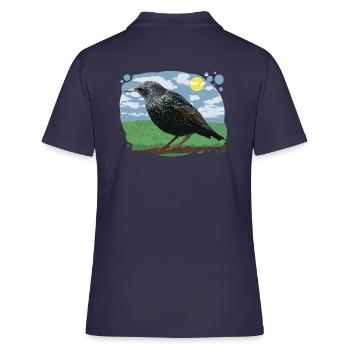 Bird stun illustration nature cloudy sky - Women's Polo Shirt - navy - Back - Ailine (174cm)