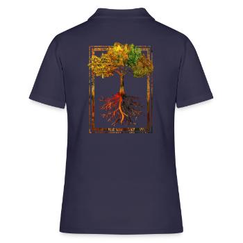 Mère nature cadre racines arbre arborvitae - Polo Femme - bleu marine - Dos - Ailine (174cm)