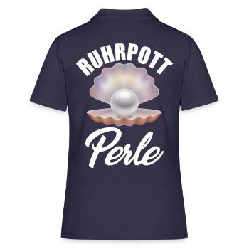 Ruhrpott Perle - Frauen Polo Shirt - Navy - Hinten - Ailine (174cm)