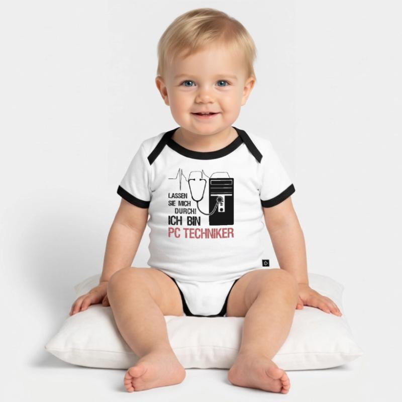 PC Techniker Stetoskop IT Systemtechniker Geschenk Baby Bio-Kurzarm-Kontrastbody