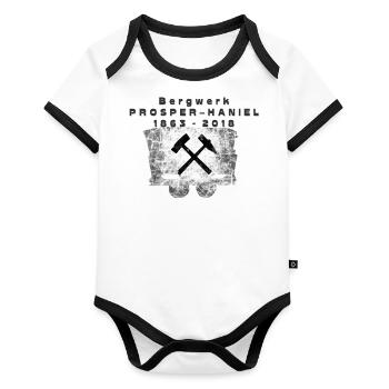 lore Prosper-Haniel Bergwerk Schichtende 2018 - Baby Bio-Kurzarm-Kontrastbody - Weiß/Schwarz  - Vorne