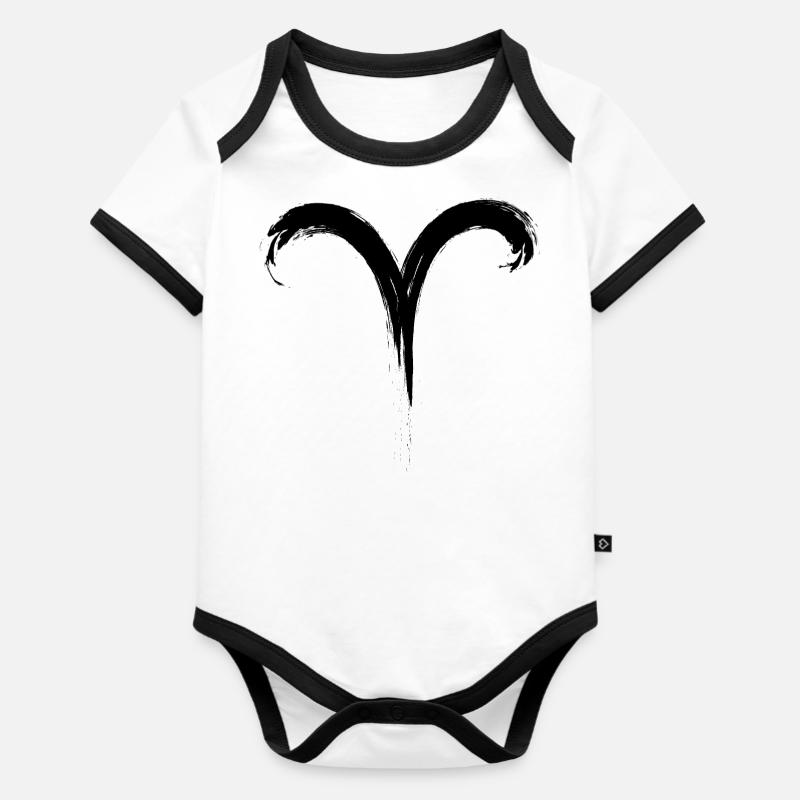 Béliers - Body Bébé bio contrasté manches courtes - blanc/noir 