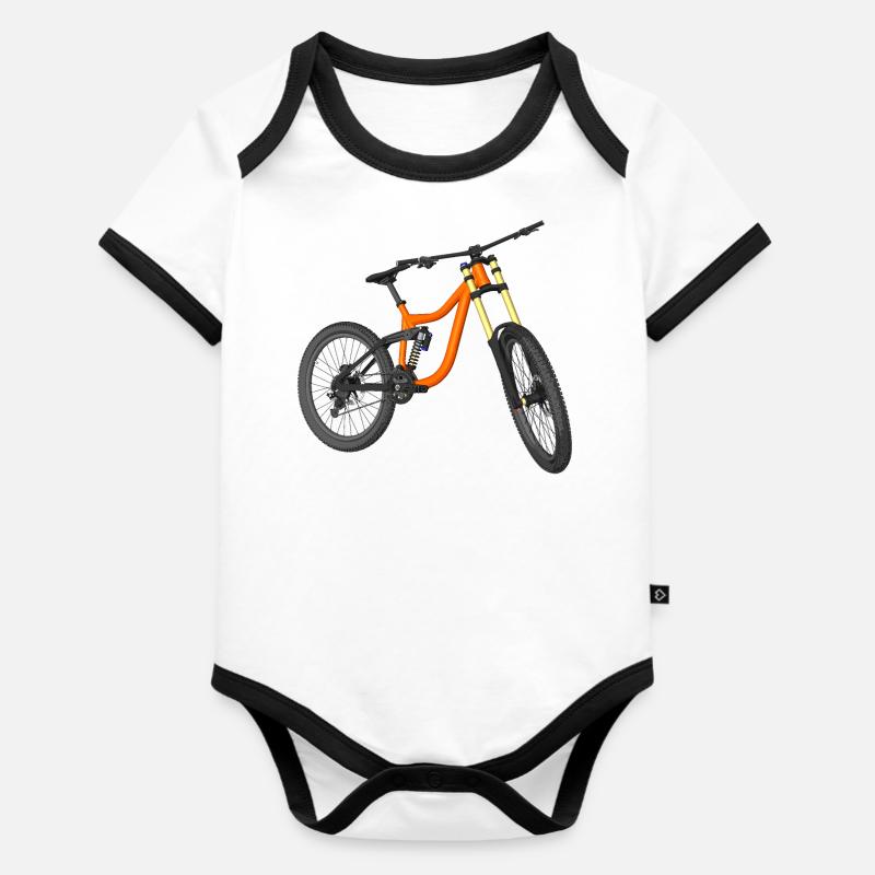 Vélo de descente, vélo de montagne, vélo - Body Bébé bio contrasté manches courtes - blanc/noir