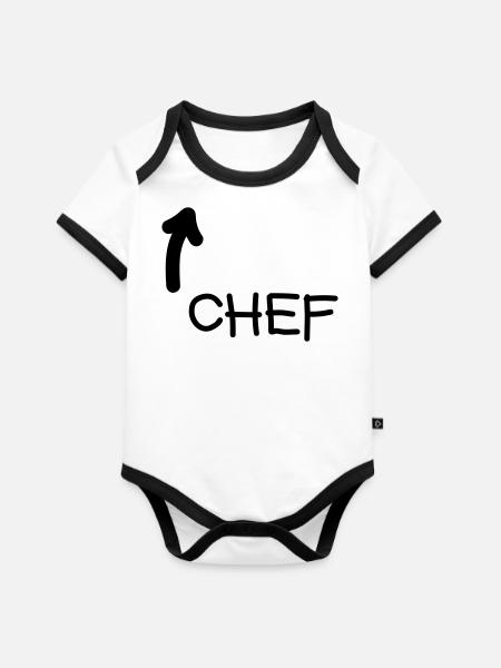 chef - Baby Bio-Kurzarm-Kontrastbody - Weiß/Schwarz 