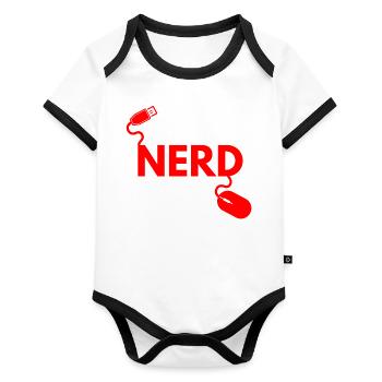 Informatique Nerd - Body Bébé bio contrasté manches courtes - blanc/noir  - Devant