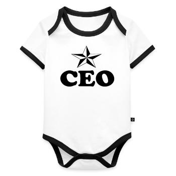 CEO - Organic Baby Contrasting Bodysuit - white/black  - Front