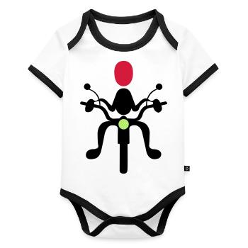 motorcyclist - Organic Baby Contrasting Bodysuit - white/black  - Front