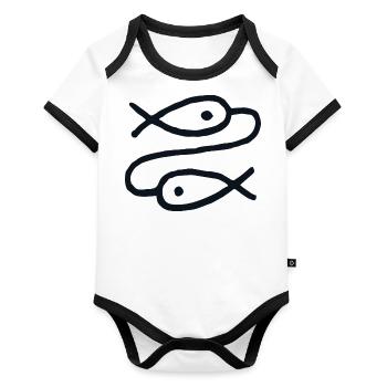 Zodiac sign no. 3 (fish) - schwarz / black - Organic Baby Contrasting Bodysuit - white/black  - Front
