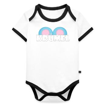 Kosename Krümel Geschenkidee - Baby Bio-Kurzarm-Kontrastbody - Weiß/Schwarz  - Vorne