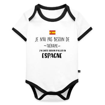 ESPAGNE - Body Bébé bio contrasté manches courtes - blanc/noir  - Devant
