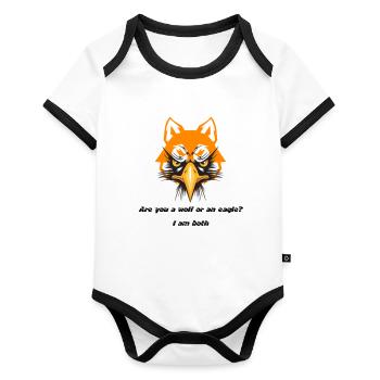 Animal - Organic Baby Contrasting Bodysuit - white/black  - Front