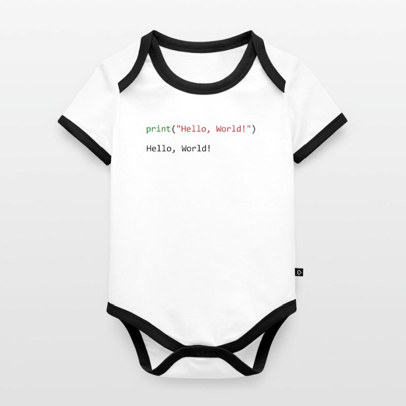 Hello World lustiges Geschenk Python Programmierer Baby Bio-Kurzarm-Kontrastbody