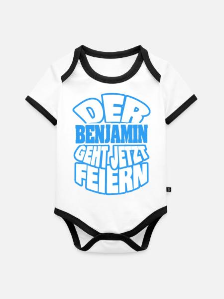 Benjamin - Baby Bio-Kurzarm-Kontrastbody - Weiß/Schwarz