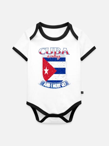 Kuba - Baby Bio-Kurzarm-Kontrastbody - Weiß/Schwarz