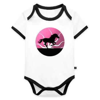 Horses horse riding equestrian sport - Organic Baby Contrasting Bodysuit - white/black  - Front