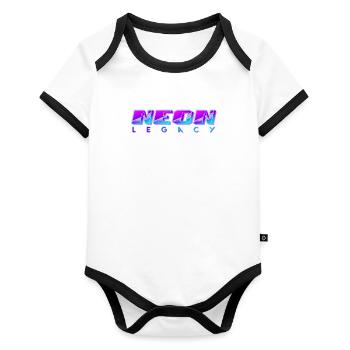 Neon Legacy Synthwave - Organic Baby Contrasting Bodysuit - white/black  - Front