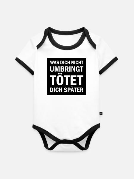 Lustiger Spruch - Baby Bio-Kurzarm-Kontrastbody - Weiß/Schwarz