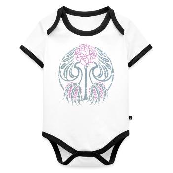Art Nouveau, Vintage 1900, Mandala motif - Organic Baby Contrasting Bodysuit - white/black  - Front
