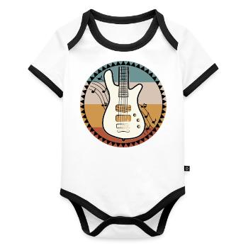 Basse guitare guitare électrique musique - Body Bébé bio contrasté manches courtes - blanc/noir  - Devant