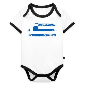 greece greece - Baby Bio-Kurzarm-Kontrastbody - Weiß/Schwarz  - Vorne