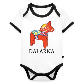 Roter Dalahast - Baby Bio-Kurzarm-Kontrastbody - Weiß/Schwarz  - Vorne