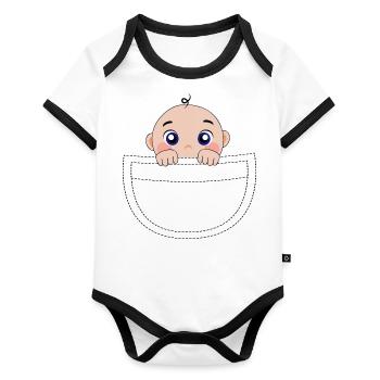 Je suis enceinte bébé en train de jeter un coup d’œil - Body Bébé bio contrasté manches courtes - blanc/noir  - Devant