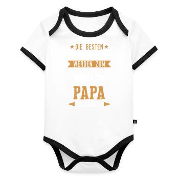 Saarland Saarländerin Saarländer Spruch - Baby Bio-Kurzarm-Kontrastbody - Weiß/Schwarz  - Vorne