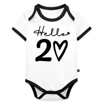 bonjour 20. 20e anniversaire - Body Bébé bio contrasté manches courtes - blanc/noir  - Devant