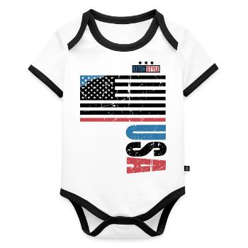 USA Retro Style - Organic Baby Contrasting Bodysuit - white/black  - Front