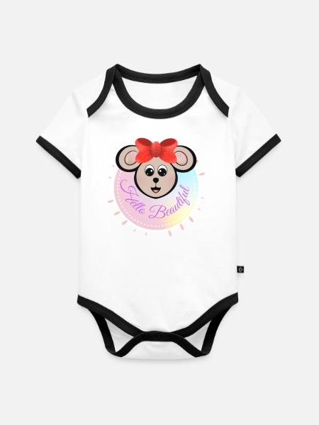 Hallo beautiful - Baby Bio-Kurzarm-Kontrastbody - Weiß/Schwarz