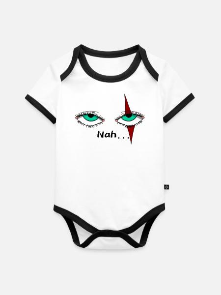 Augen mit einer Narbe - Baby Bio-Kurzarm-Kontrastbody - Weiß/Schwarz