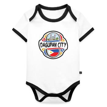 Dagupan City Philippines Drapeau Souvenir de Voyage Badg - Body Bébé bio contrasté manches courtes - blanc/noir  - Devant
