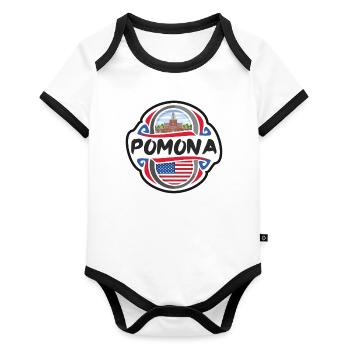 Pomona USA Drapeau des États-Unis Souvenir de voyage Badg - Body Bébé bio contrasté manches courtes - blanc/noir  - Devant