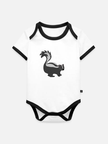Stinktier - Baby Bio-Kurzarm-Kontrastbody - Weiß/Schwarz