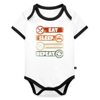 Shoes Job Work - Organic Baby Contrasting Bodysuit - white/black  - Front