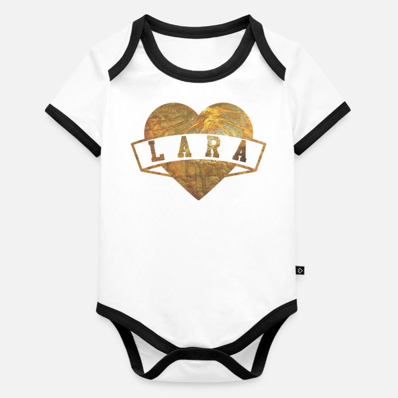 Lara Hearts Gold - Body Bébé bio contrasté manches courtes - blanc/noir