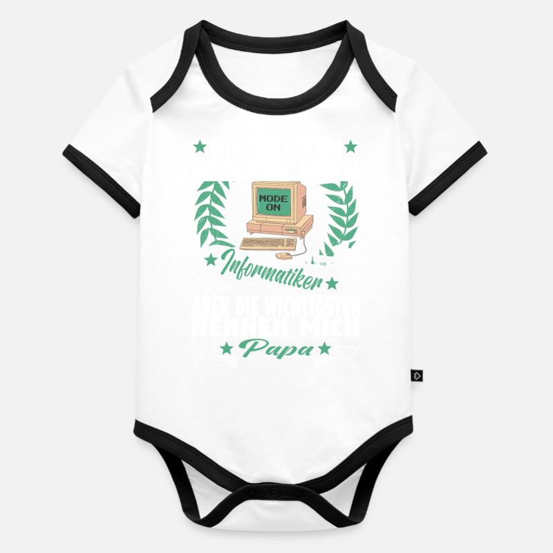 Informatik Computer Programmierer Vater Papa - Baby Bio-Kurzarm-Kontrastbody - Weiß/Schwarz