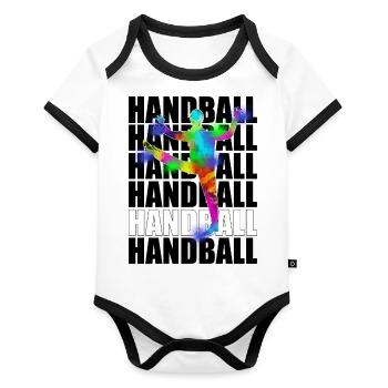coloré handball motif cadeau handball gardien de but de handball - Body Bébé bio contrasté manches courtes - blanc/noir  - Devant