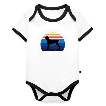 Ariege Pointer Hund Lover Silhouette Vintage Sonnenuntergang - Baby Bio-Kurzarm-Kontrastbody - Weiß/Schwarz  - Vorne