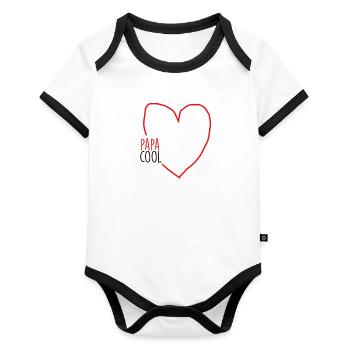 papa cool - Body Bébé bio contrasté manches courtes - blanc/noir  - Devant