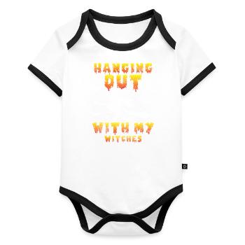 Witches Women Halloween Fairy Tale - Organic Baby Contrasting Bodysuit - white/black  - Front