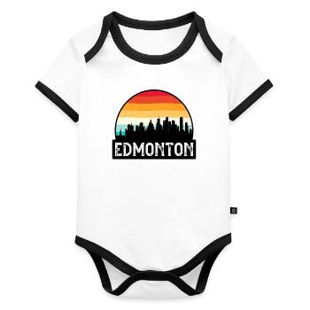 Edmonton Canada Flag Skyline Souvenir de voyage - Body Bébé bio contrasté manches courtes - blanc/noir  - Devant