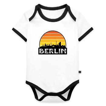 Berlin Allemagne drapeau Skyline voyage souvenir - Body Bébé bio contrasté manches courtes - blanc/noir  - Devant