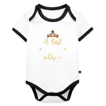 Go-kart driver race track - Organic Baby Contrasting Bodysuit - white/black  - Front