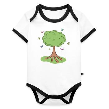 Arbre mignon - Body Bébé bio contrasté manches courtes - blanc/noir  - Devant